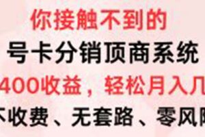 （12820期）号卡分销顶商系统，单卡400+收益。0门槛免费领，月入几W超轻松！