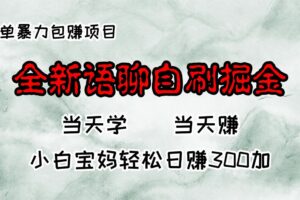 （13083期）全新语聊自刷掘金项目，当天见收益，小白宝妈每日轻松包赚300+