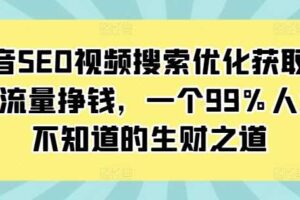 抖音SEO视频搜索优化获取免费流量挣钱，一个99%人还不知道的生财之道