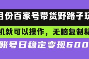 （13281期）百家号带货野路子玩法 手机就可以操作，无脑复制粘贴 单账号日稳定变现…