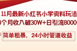 （13234期）11月份最新小红书小学资料玩法，8个月收入破30W+日引流8000+，简单粗暴…