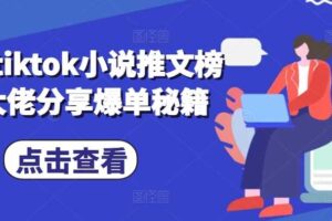 海外tiktok小说推文榜二大佬分享爆单秘籍