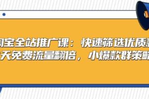 （13184期）淘宝全站推广课：快速筛选优质款，7天免费流量翻倍，小爆款群策略