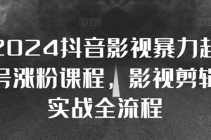 2024抖音影视暴力起号涨粉课程，影视剪辑搬运实战全流程