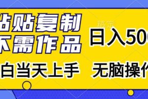 （13242期）粘贴复制，无需作品，日入500+，小白当天上手，无脑操作