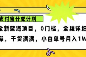 2024年下半年新风口，支付宝分成计划项目玩法，轻松月入1w+