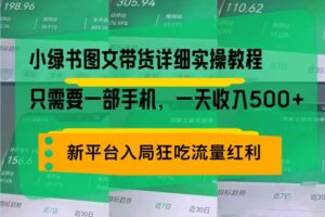 （13509期）小绿书图文带货详细实操教程，只需要一部手机，一天收入500+，轻松变现