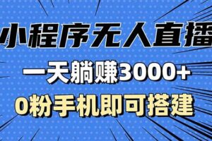 （13326期）抖音小程序无人直播，一天躺赚3000+，0粉手机可搭建，不违规不限流，小…