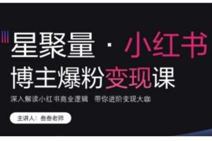 小红书博主爆粉变现课，深入解读小红书商业逻辑，带你进阶变现大咖