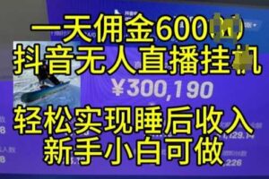 2024年11月抖音无人直播带货挂JI，小白的梦想之路，全天24小时收益不间断实现真正管道收益【揭秘】