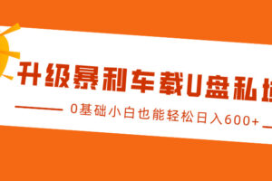 升级暴利车载U盘私域玩法，0基础小白也能轻松日入600+