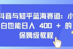 抖音与知乎蓝海赛道：小白也能日入 4张 的保姆级教程