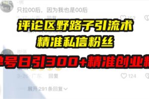 （13676期）评论区野路子引流术，精准私信粉丝，单号日引流300+精准创业粉