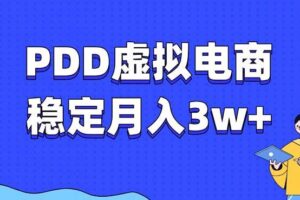 （13801期）PDD虚拟电商教程，稳定月入3w+，最适合普通人的电商项目