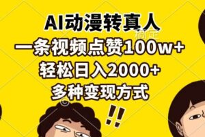 （13650期）AI动漫转真人，一条视频点赞100w+，日入2000+，多种变现方式