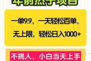 （13795期）一单9.9，一天百单无上限，不挑人，小白当天上手，轻松日入1000+