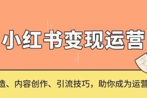 （13609期）小红书变现运营，IP打造、内容创作、引流技巧，助你成为运营高手