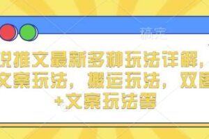 小说推文最新多种玩法详解，实况文案玩法，搬运玩法，双图片+文案玩法等