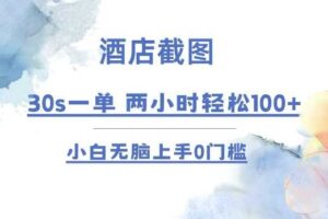 酒店截图 30s一单  2小时轻松100+ 小白无脑上手0门槛【仅揭秘】