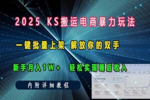 （13824期）ks搬运电商暴力玩法   一键批量上架 解放你的双手    新手月入1w +轻松…