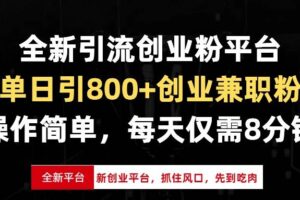 （13695期）全新引流创业粉平台，单日引800+创业兼职粉，抓住风口先到吃肉，每天仅…