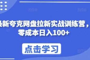 最新夸克网盘拉新实战训练营，零成本日入100+