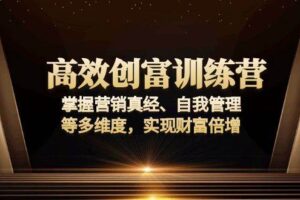 （13911期）高效创富训练营：掌握营销真经、自我管理等多维度，实现财富倍增