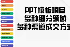 （13942期）PPT模板项目，多种细分领域，多种渠道成交方式，实操教学