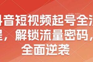 抖音短视频起号全流程，解锁流量密码，全面逆袭